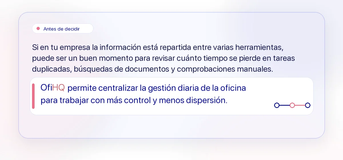 OfiHQ permite centralizar la gestión diaria de la oficina